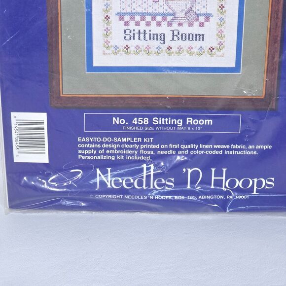Vintage Needles N Hoops Sitting Room Printed Cross Stitch Kit 458 USA Humor - Picture 4 of 5